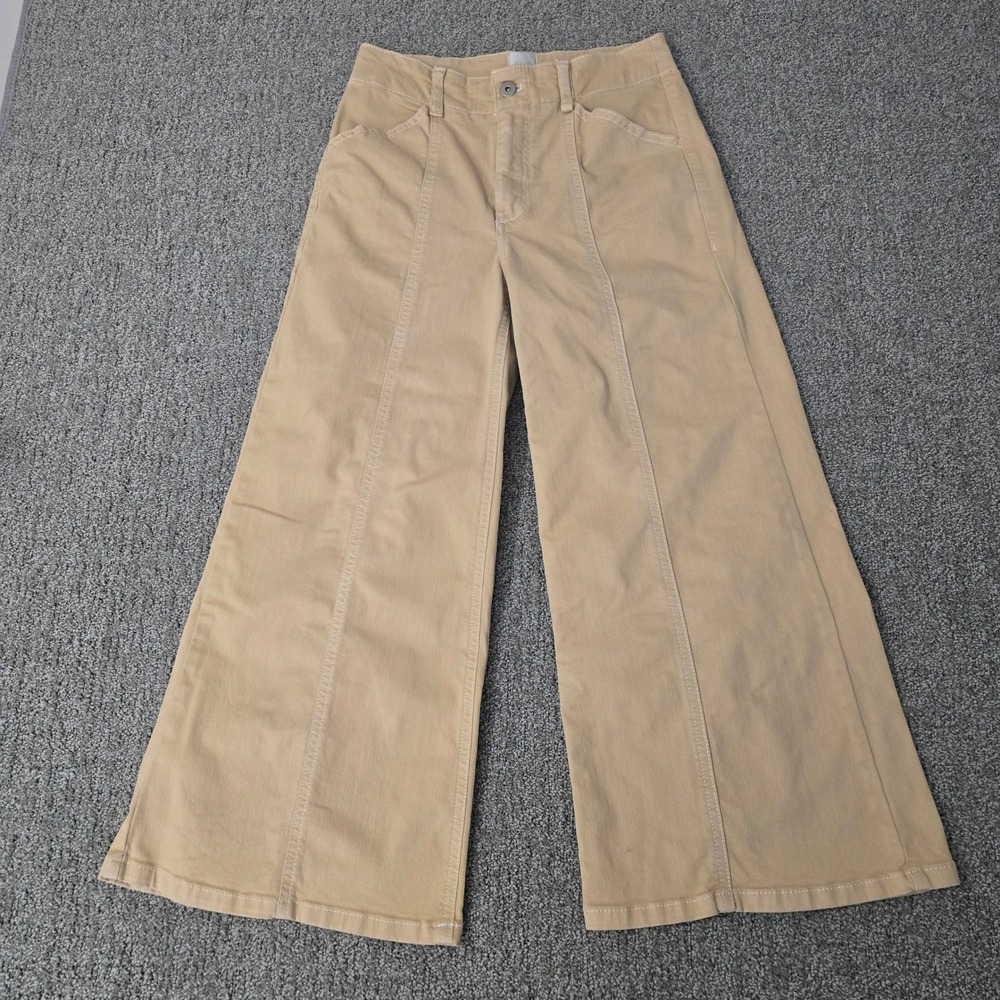 Maeve Delaney Cropped Wide Leg Pants Womens 26 Beige Boho Minimalist